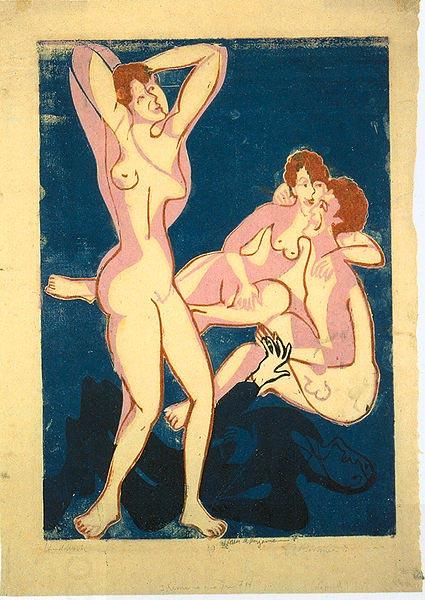 Ernst Ludwig Kirchner Three nudes and reclining man China oil painting art
